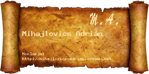 Mihajlovics Adrián névjegykártya